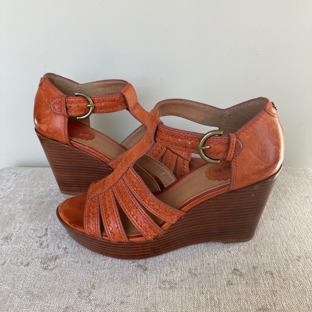 Trask leather wedge sandals